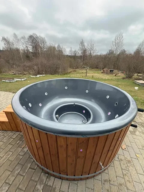 Graphite interior tub in a garden