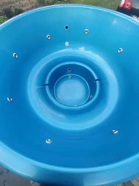 Ocean blue fibreglass interior from above